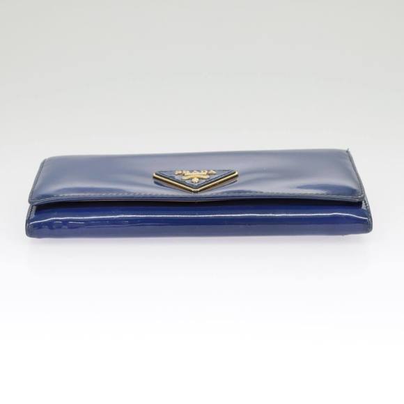 PRADA Long Wallet Enamel Blue Gold Auth 99227 - Picture 6 of 16